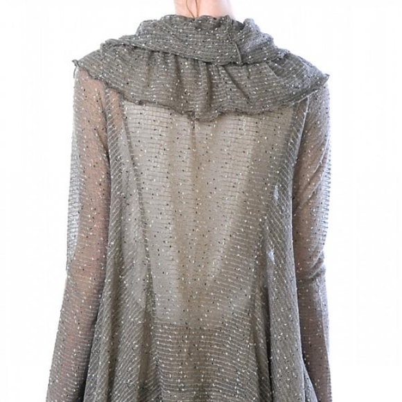 Beige Ruffle Knit Cardigan - Picture 2 of 2